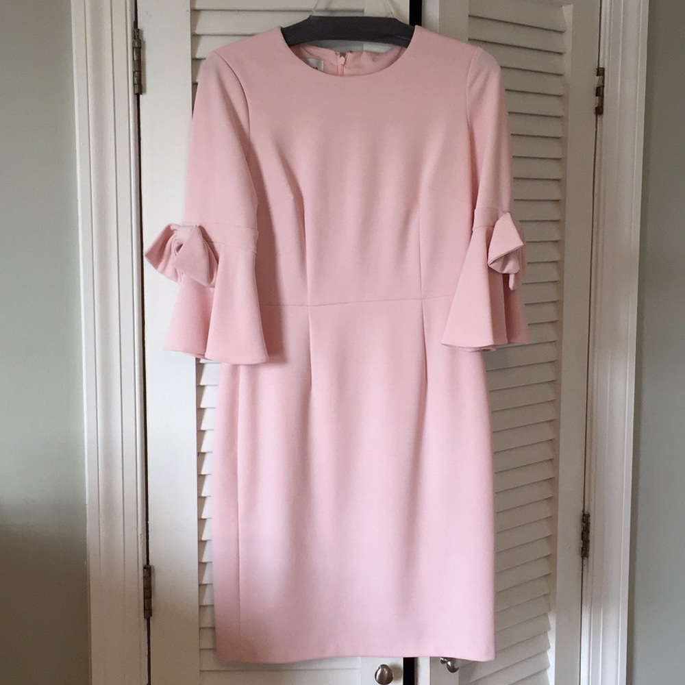 Donna Morgan pink bow sleeve dress